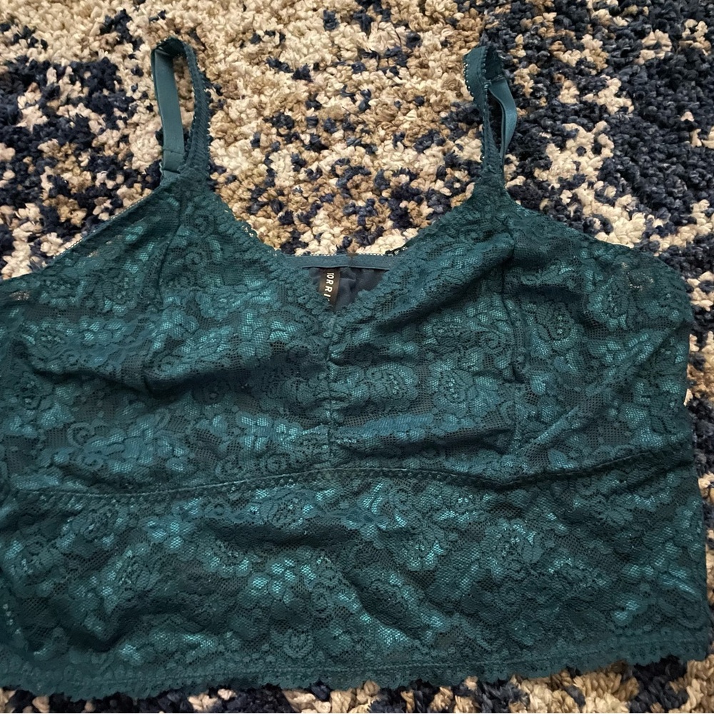 Torrid Green and Blue Fitted Crop Camisole